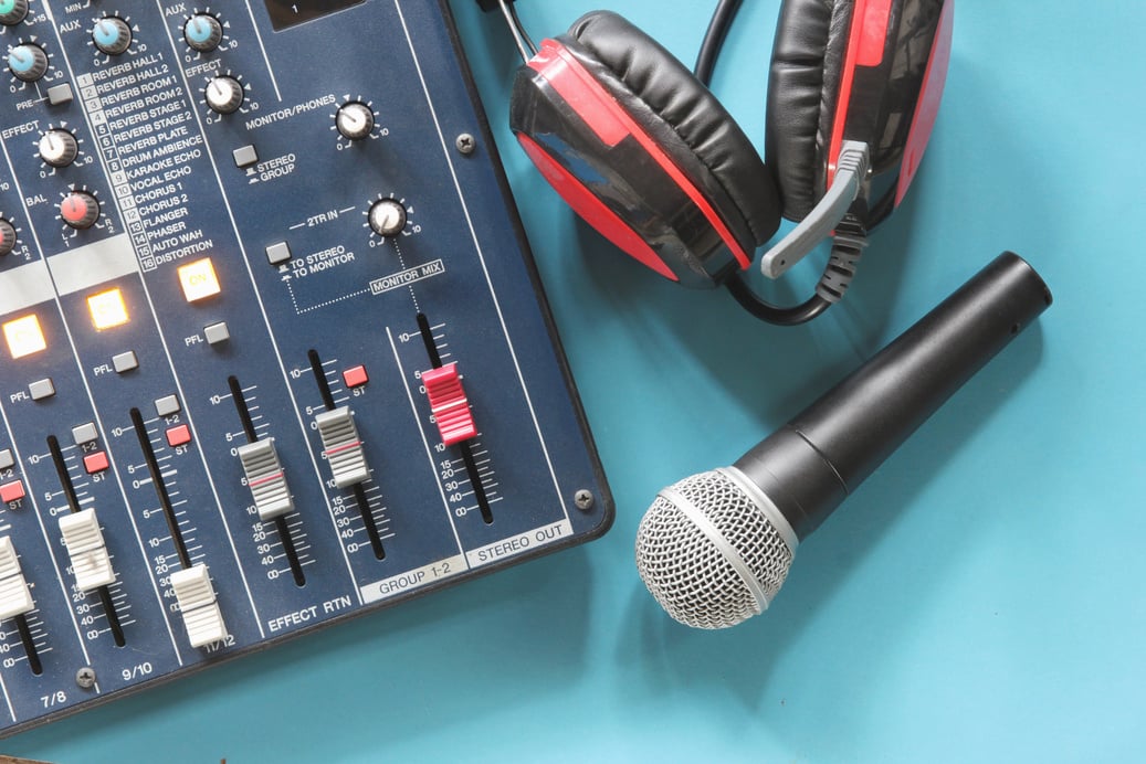 In the control room audio system.